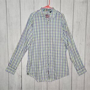 Robert Graham Flip Cuff Floral and Plaid Button Down, size 1XT